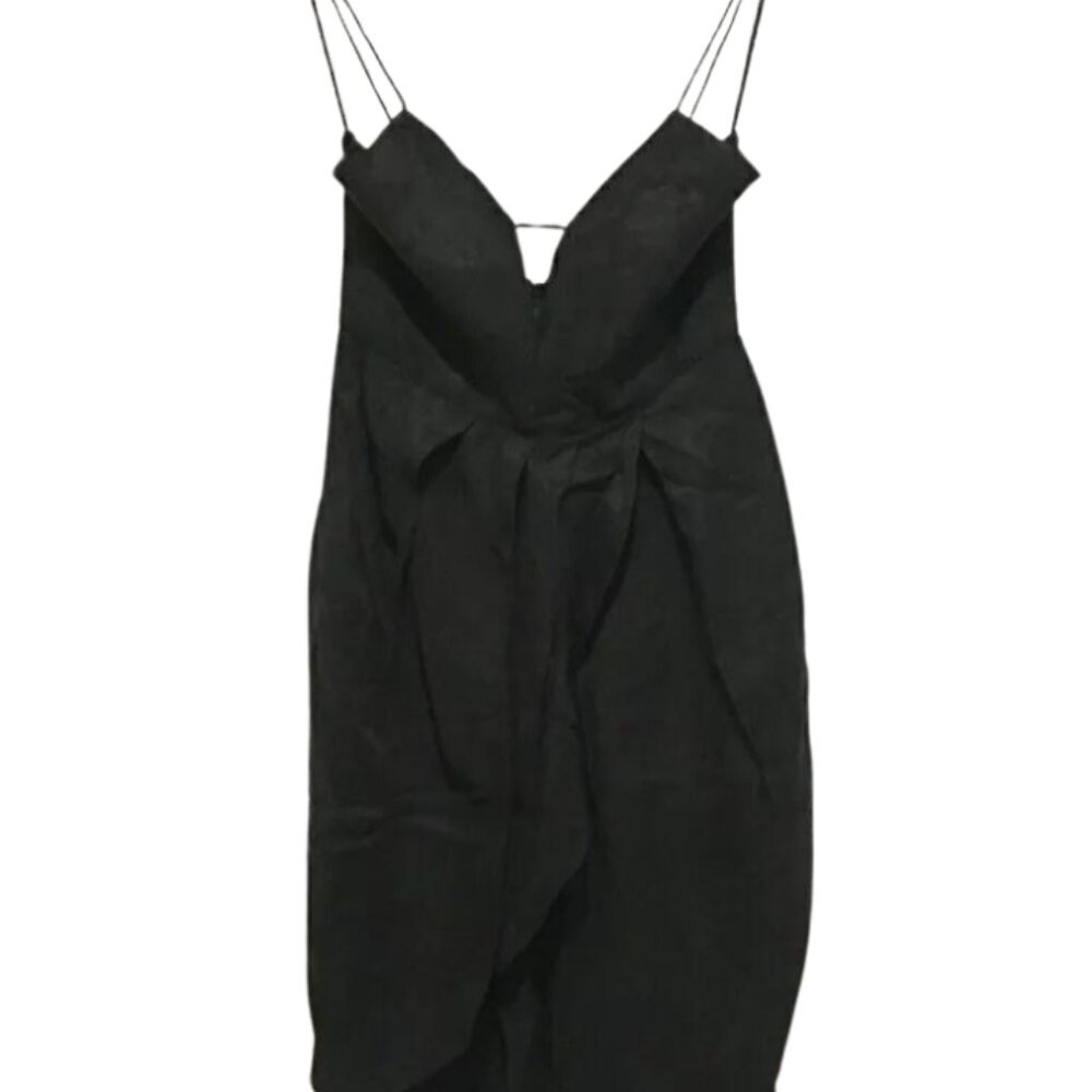Elliatt Black Asymmetrical Midi Dress with Spaghetti Straps - Picture 3 of 7